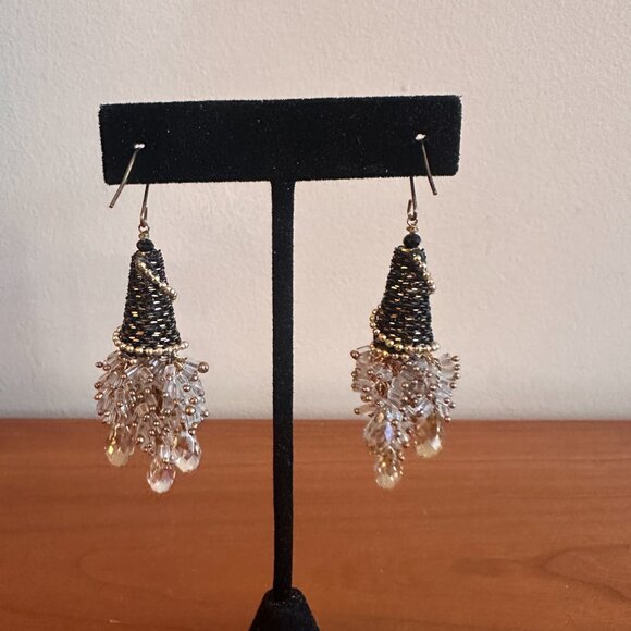 Crystal and beaded earrings. For pierced ears. - Picture 2 of 6